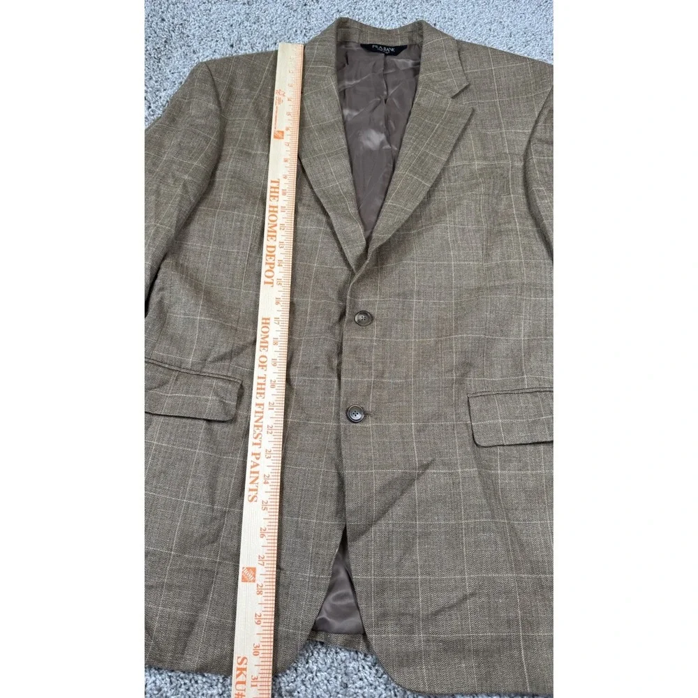 Jos A Bank Mens Blazer Jacket Silk Wool‎ Linen Windowpane Plaid Beige Tan 42R